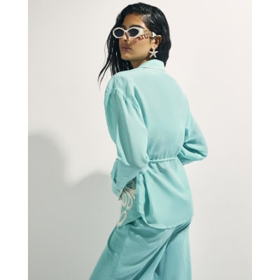 Green Broderie Long Sleeve Shirt