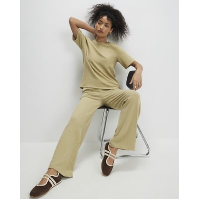 Green Cosy Wide Leg Joggers
