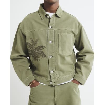 Green Denim Embroidered Palm Jacket