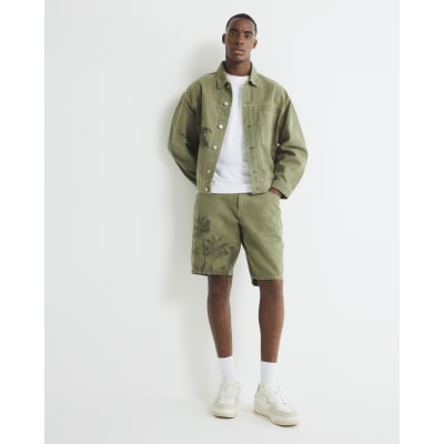 Green Denim Embroidered Palm Jacket