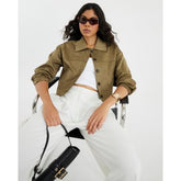 Green Faux Suede Overshirt