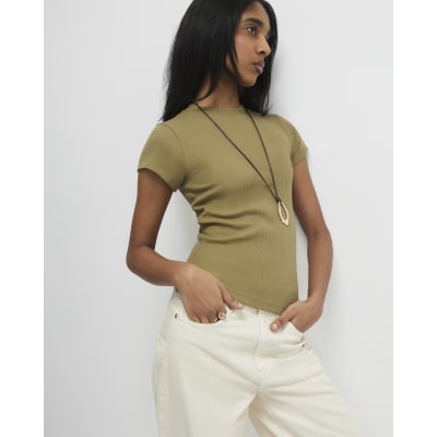 Green Fitted Rib T-Shirt