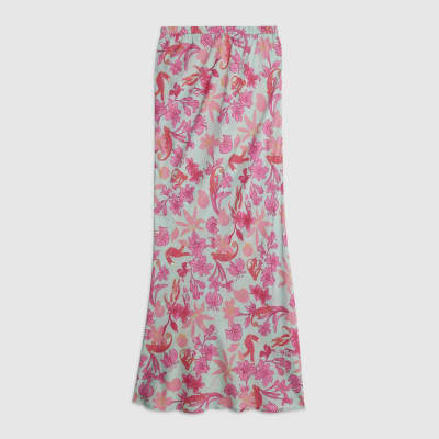 Green Floral Maxi Beach Skirt