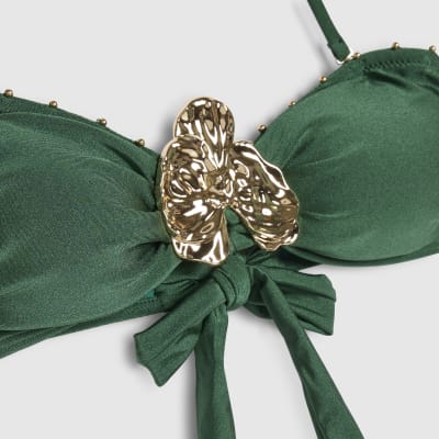 Green Hardware Bandeau Bikini Top