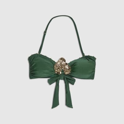 Green Hardware Bandeau Bikini Top