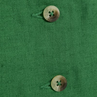 Green Linen Blend Waistcoat