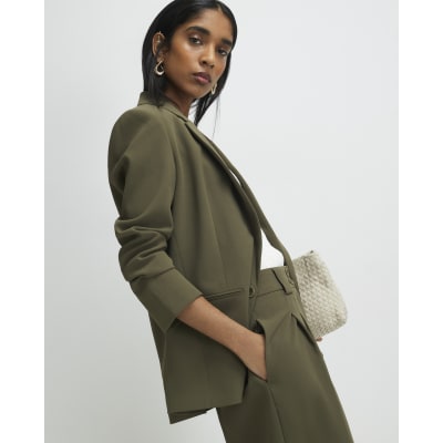 Green Long Sleeve Ruched Blazer