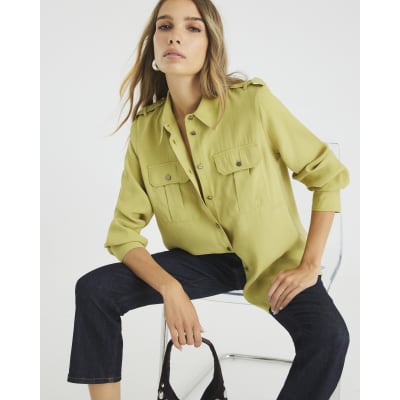 Green Long Sleeve Utility Pocket Shirt