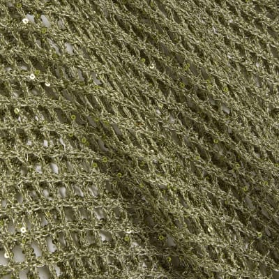 Green Open Knit Asymmetric Cape