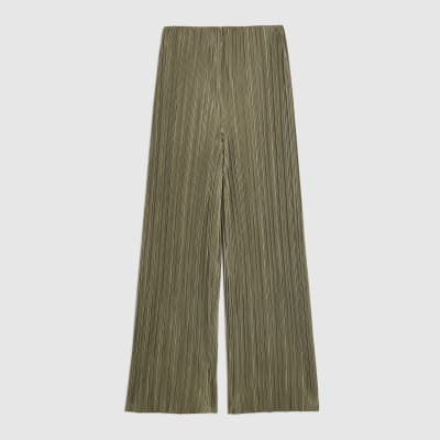 Green Plisse Wide Leg Trousers