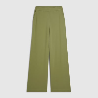 Green Ponte Wide Leg Trousers