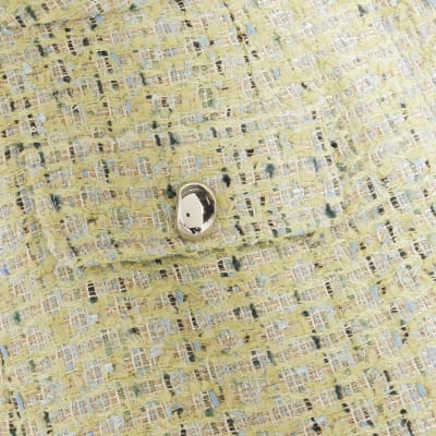Green Scallop Trim Boucle Shorts