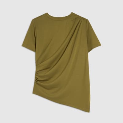 Green Short Sleeve Drape Tunic Top