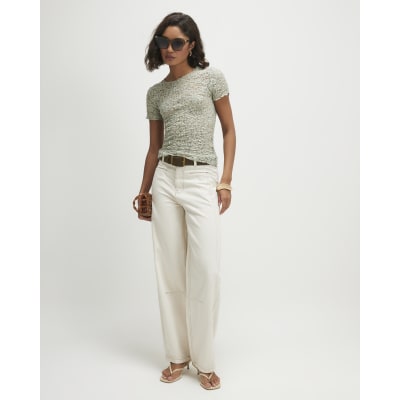 Green Short Sleeve Lace Top