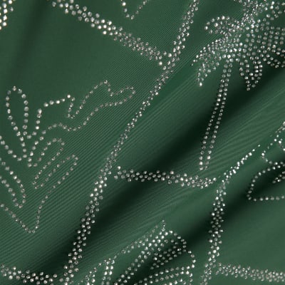 Green Strappy Embellished Swimsuit