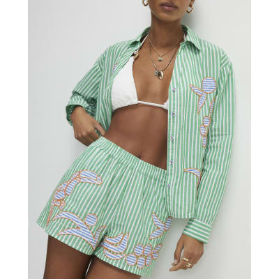 Green Striped Toucan Shorts