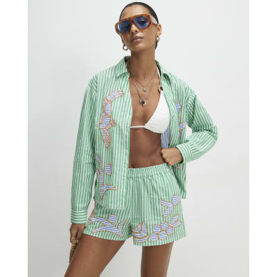 Green Striped Toucan Shorts