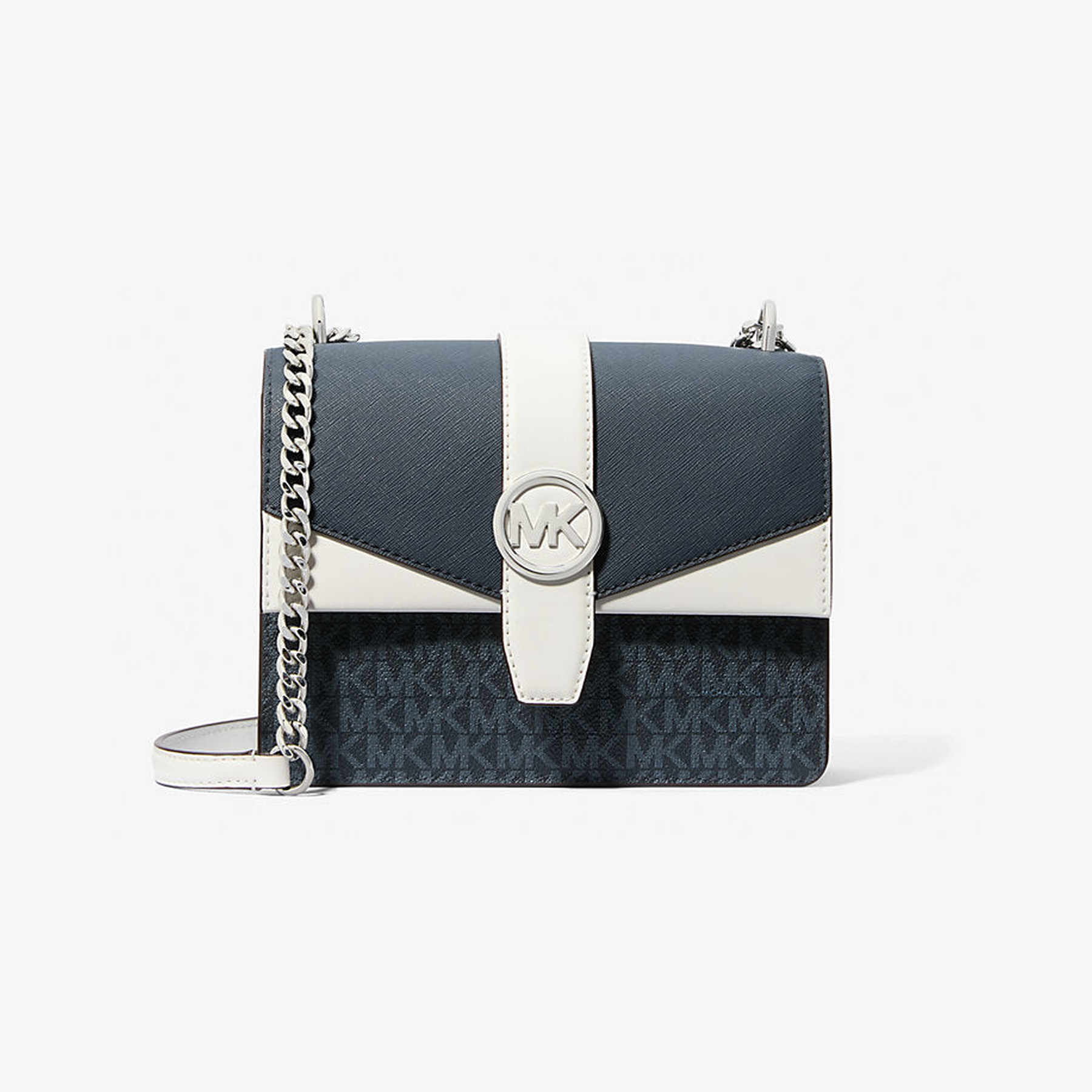 Greenwich Small Color-Block Signature Logo Crossbody Bag