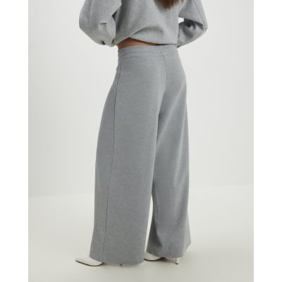 Grey Drawstring Wide Leg Trousers