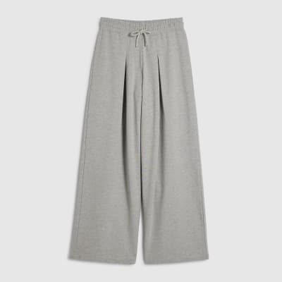 Grey Drawstring Wide Leg Trousers