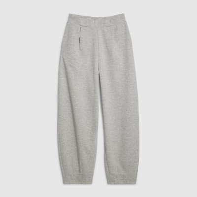 Grey Interlock Barrel Leg Trousers