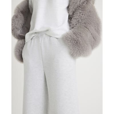 Grey Premium Drawstring Wide Leg Joggers