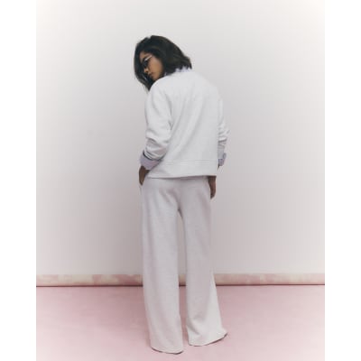 Grey Premium Drawstring Wide Leg Joggers