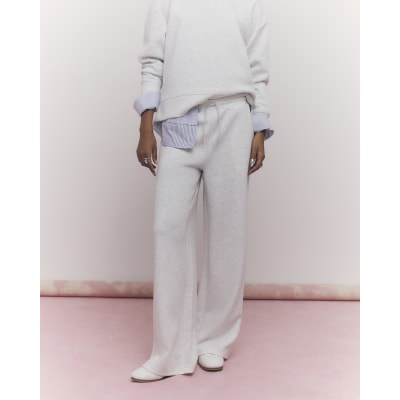 Grey Premium Drawstring Wide Leg Joggers