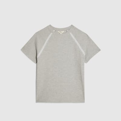 Grey Short Sleeve Cosy Whipstitch T-shirt