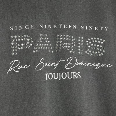 Grey Short Sleeve Paris Studded T-shirt