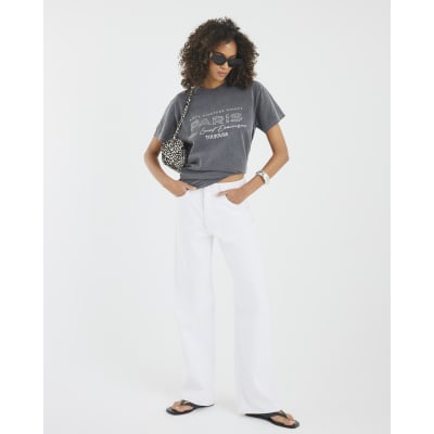 Grey Short Sleeve Paris Studded T-shirt