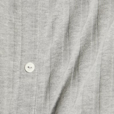 Grey Sleeveless Ribbed Button Midi Dress