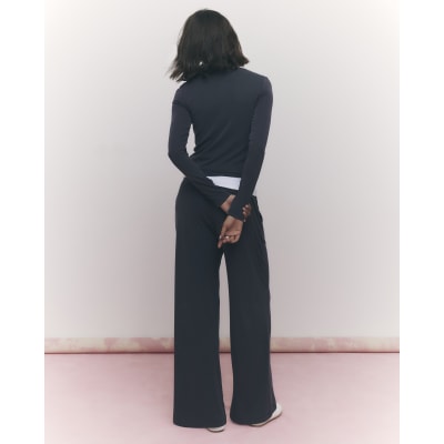 Grey Soft Touch Wide Leg Trousers