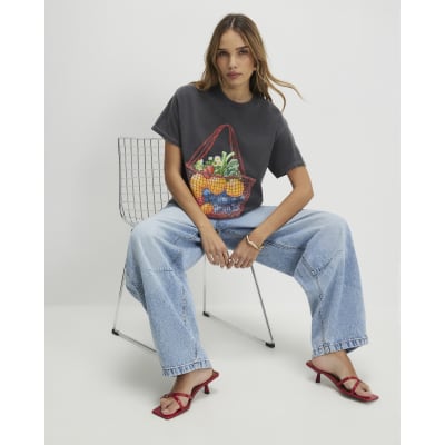 Grey Washed Fruit Basket T-Shirt
