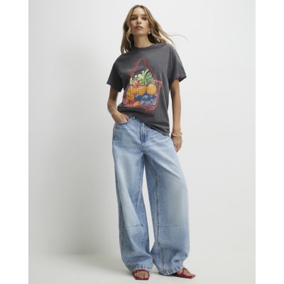 Grey Washed Fruit Basket T-Shirt