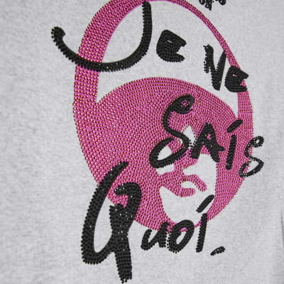 Grey Year Zero Embellished Crop T-Shirt