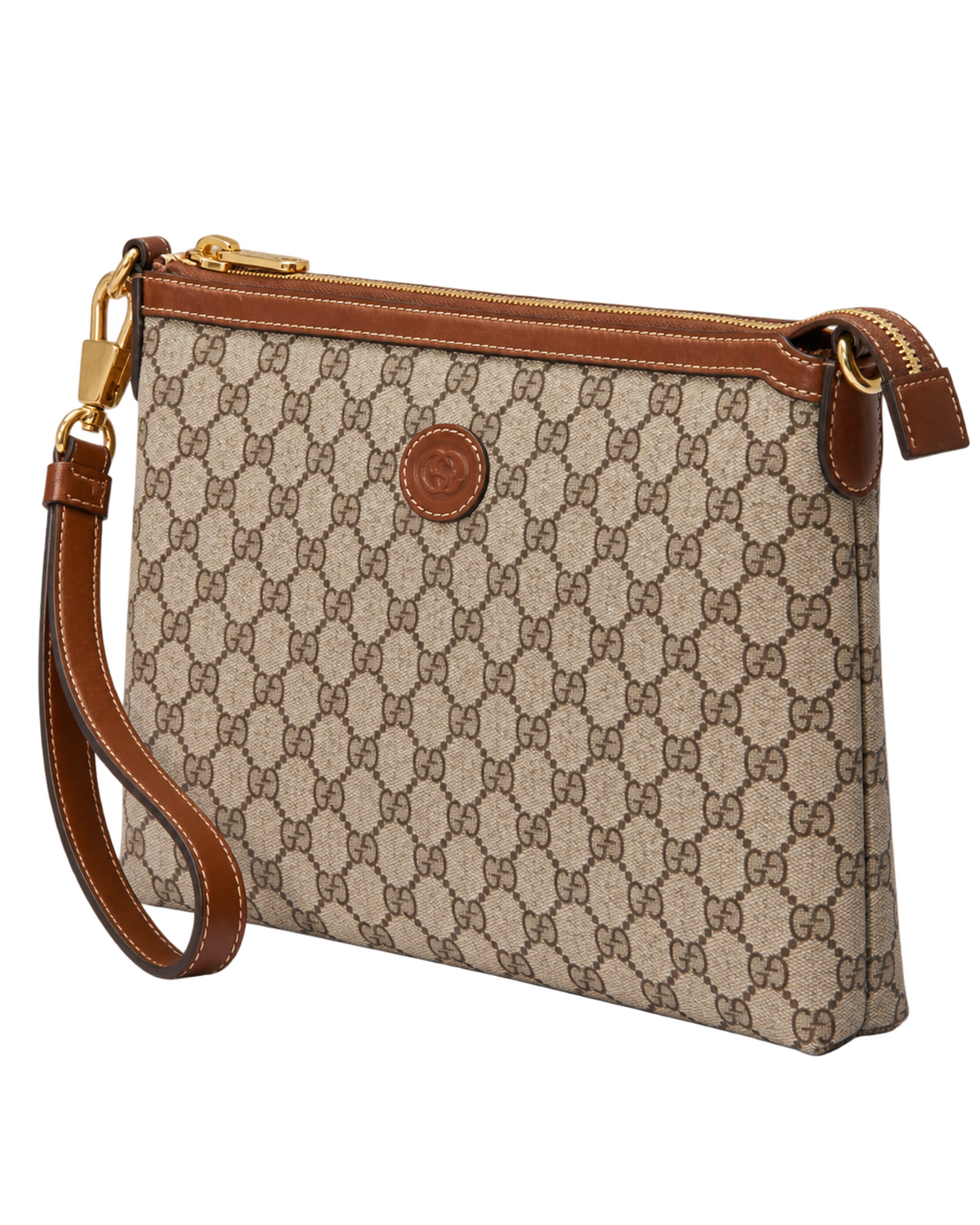 Gucci Beige Gg Canvas Wristlet
