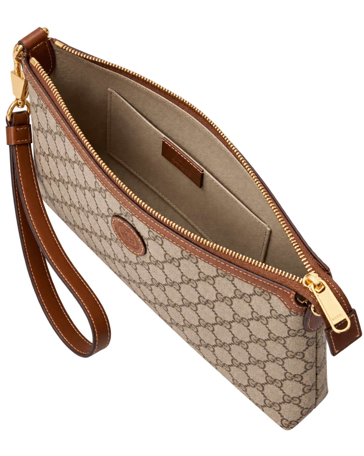 Gucci Beige Gg Canvas Wristlet