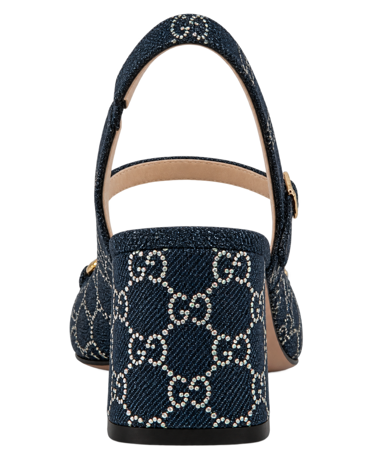Gucci Horsebit GG Crystal Denim Slingback Pump