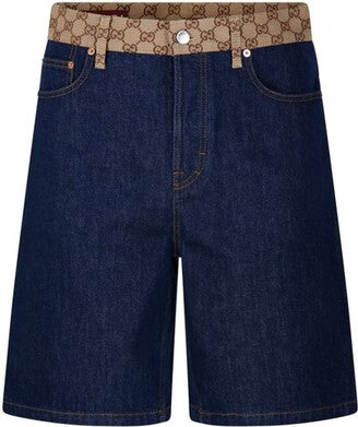 Gucci Logo Waistband Denim Shorts