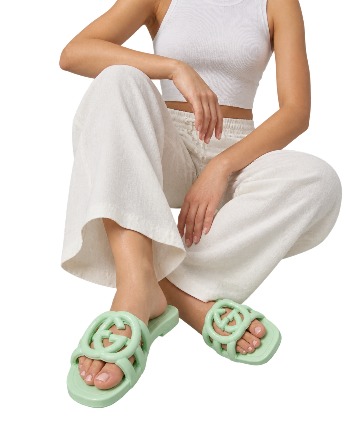Gucci Mint Green GG Slippers
