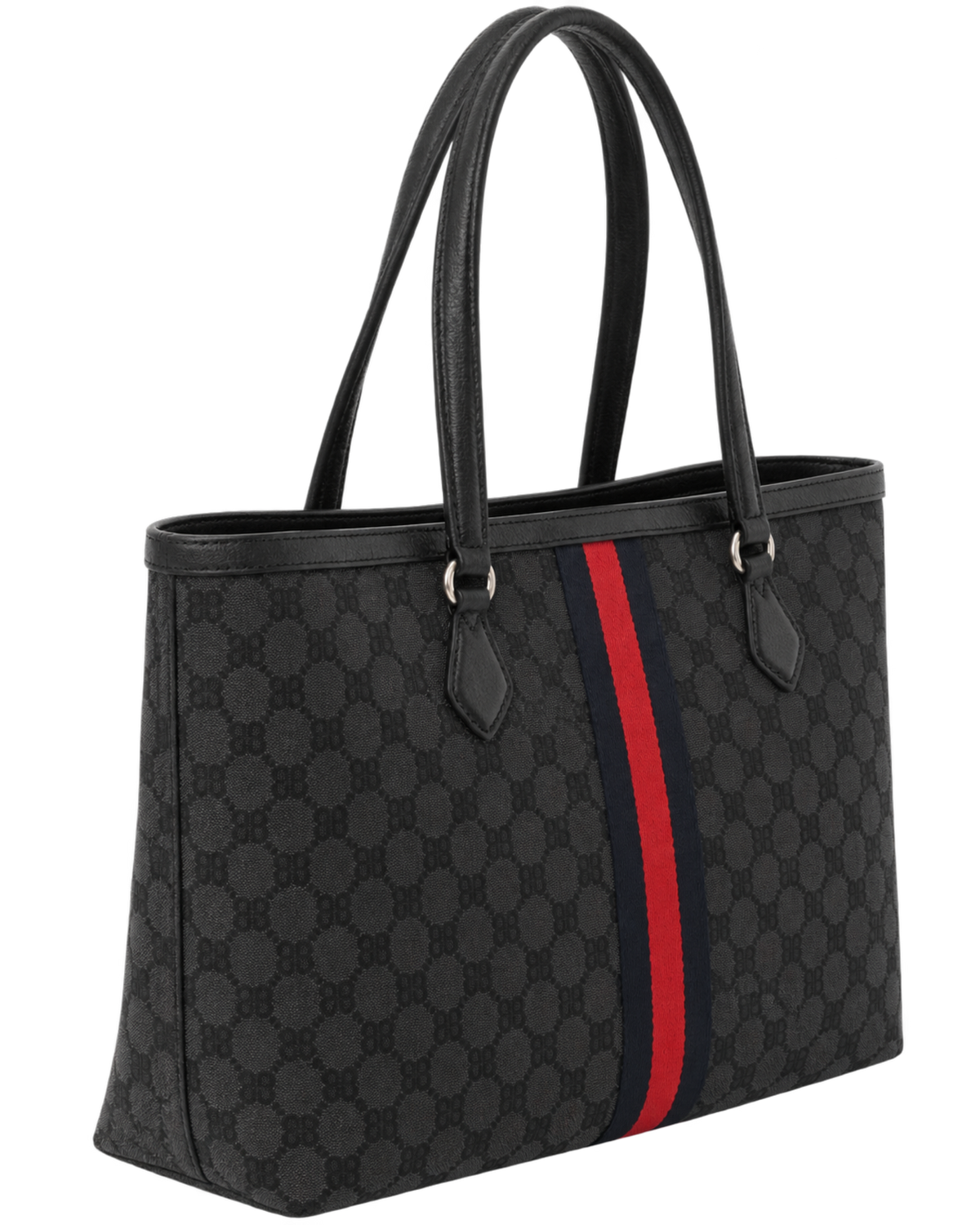Gucci X BALENCIAGA BB Monogram Web Graffiti Medium Ophidia Shopping Tote Beige New Acero