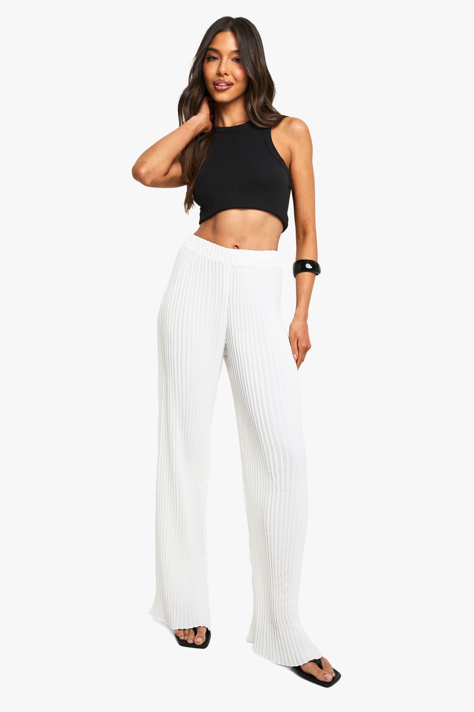 Pleated Wide Leg Tailored Trousers