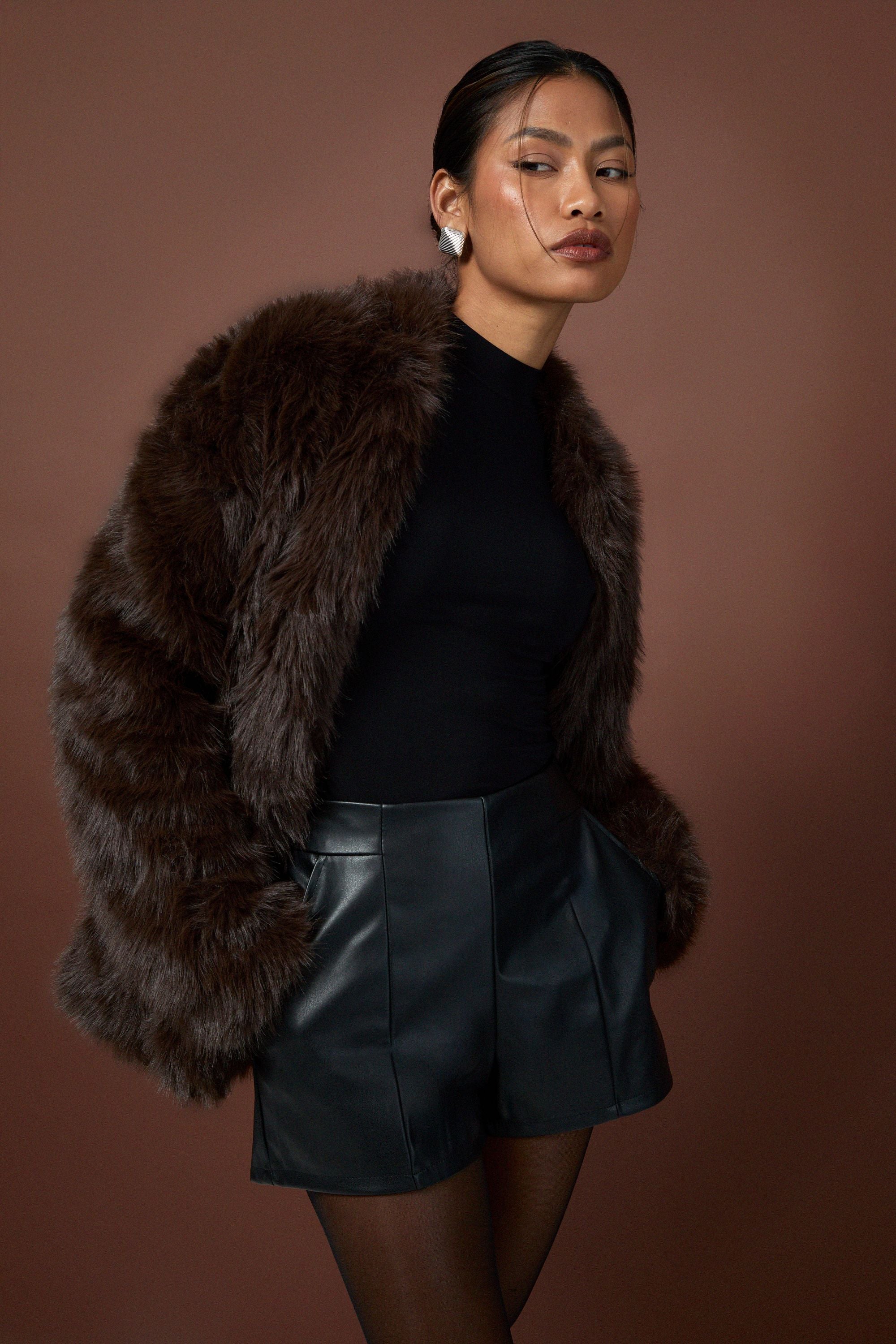 Faux Leather Tailored Shorts