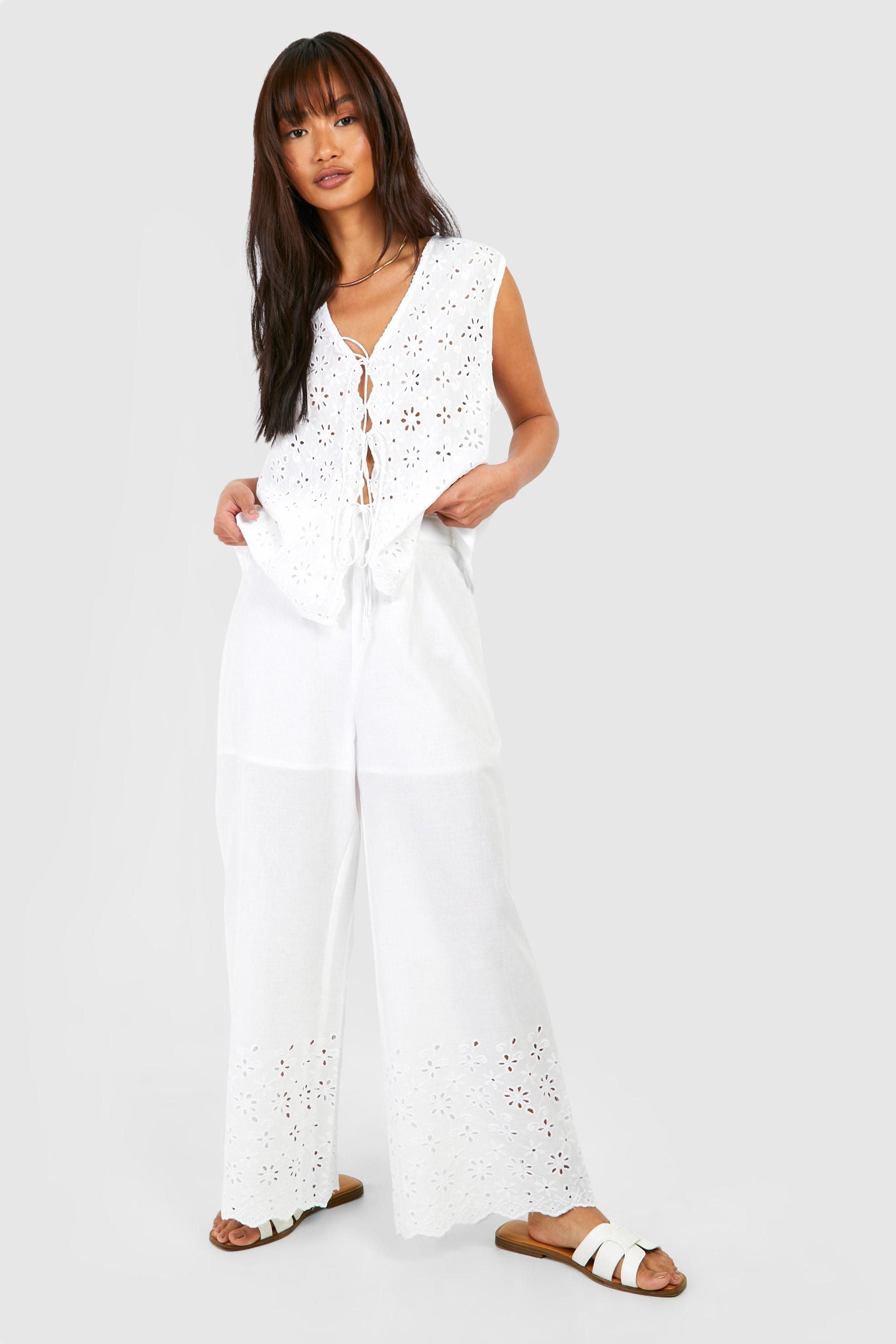 Broderie Straight Leg Trousers