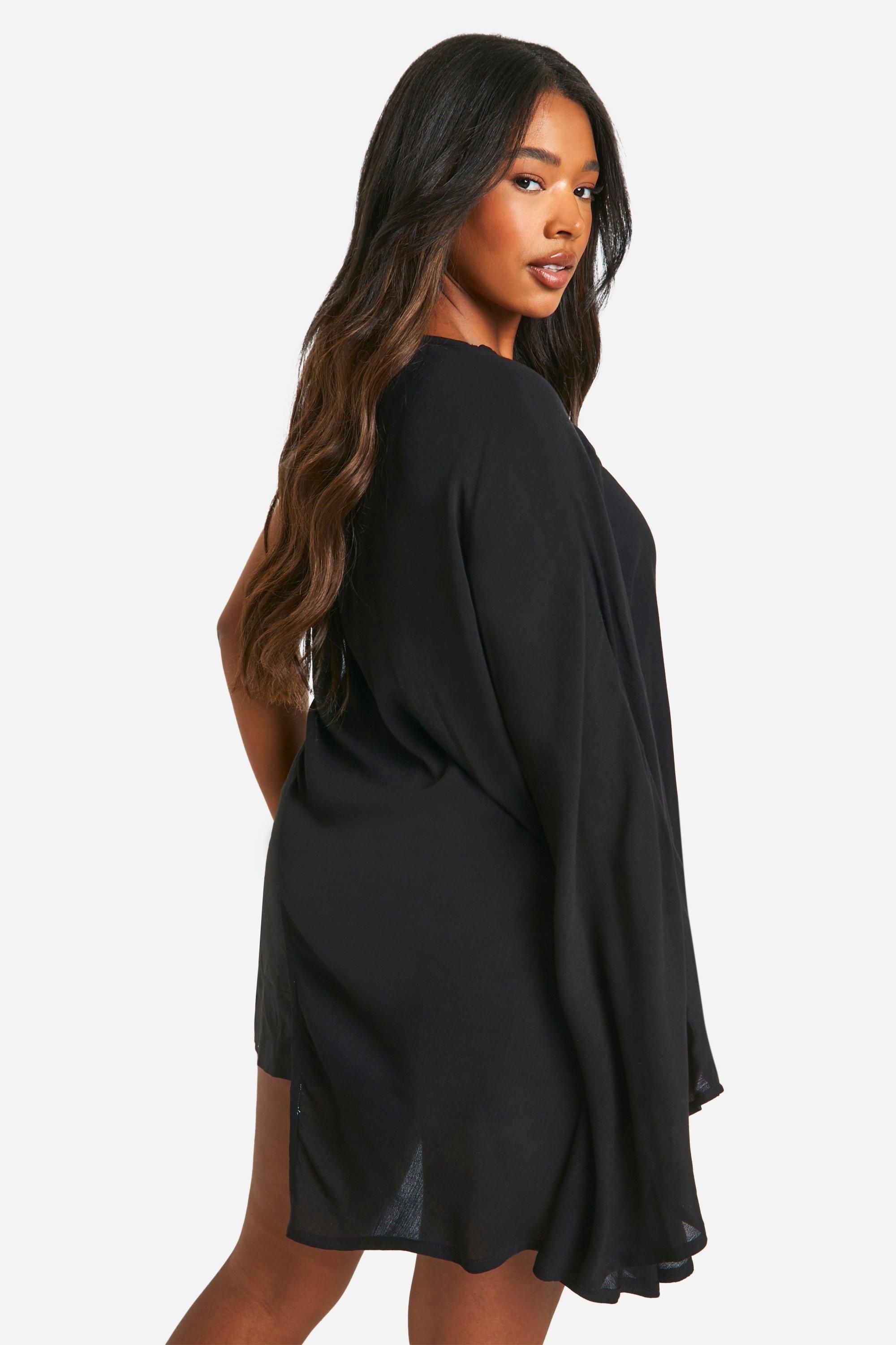 Plus Cheesecloth High Neck Longline Top