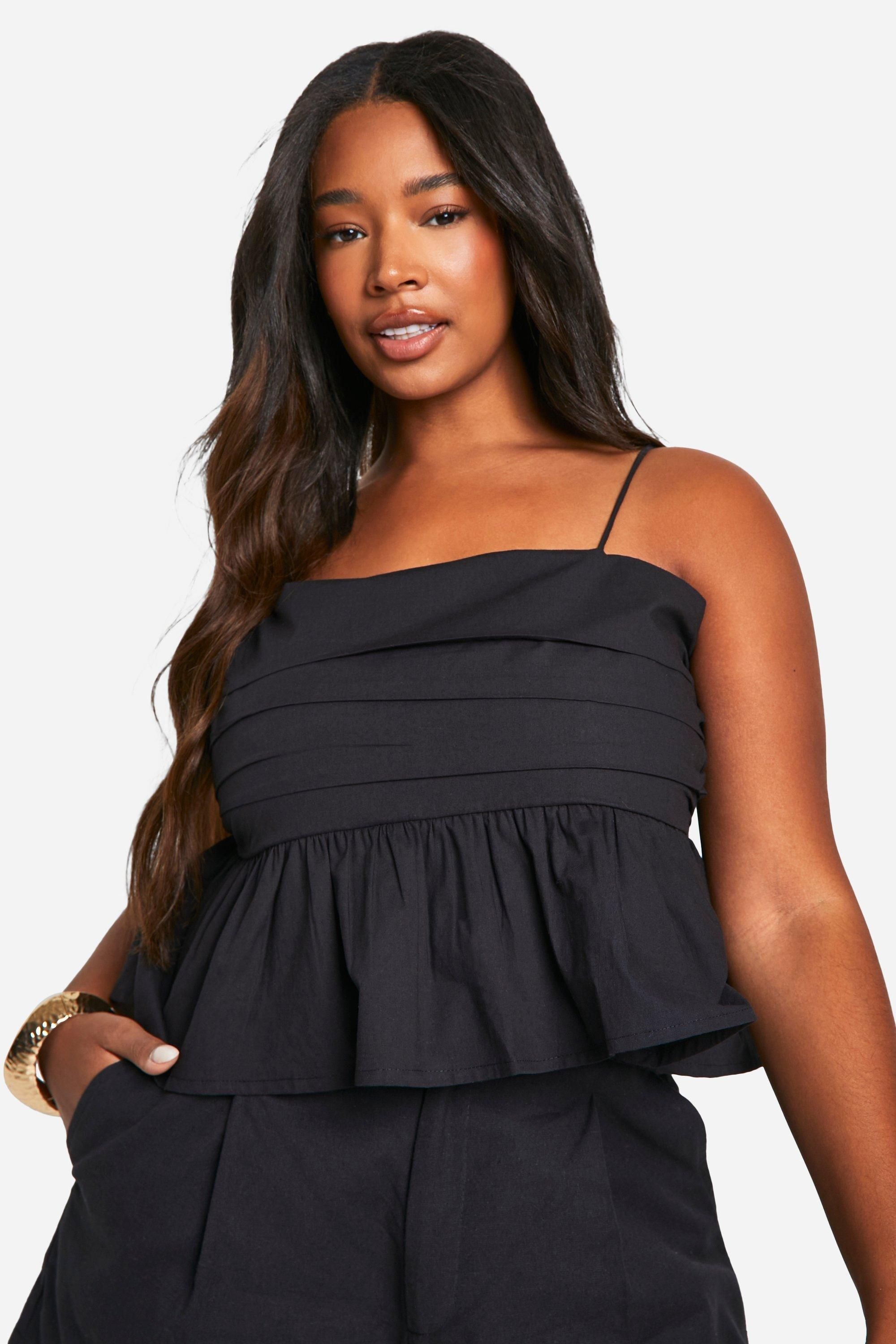 Plus Cotton Poplin Ruched Top