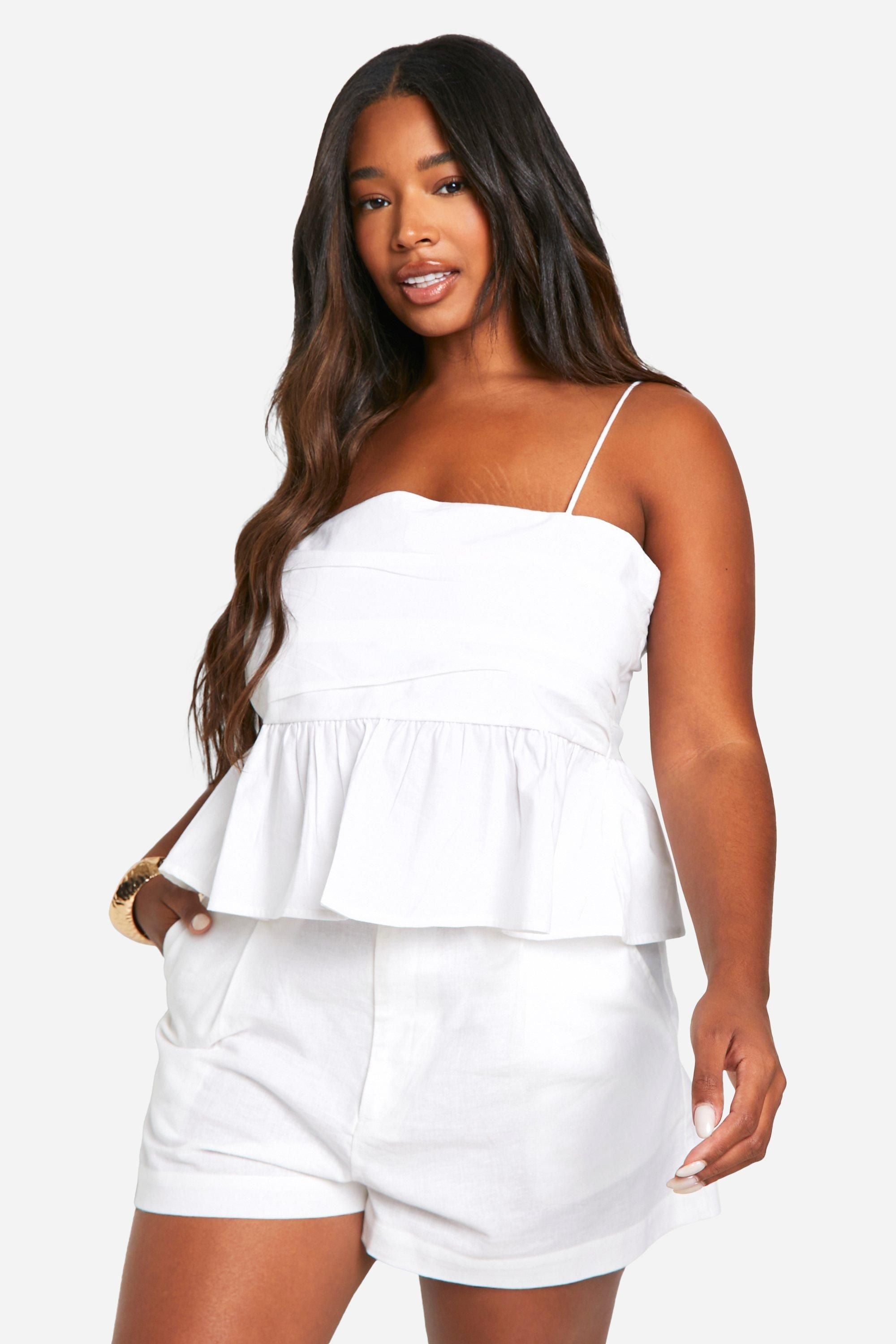 Plus Cotton Poplin Ruched Top