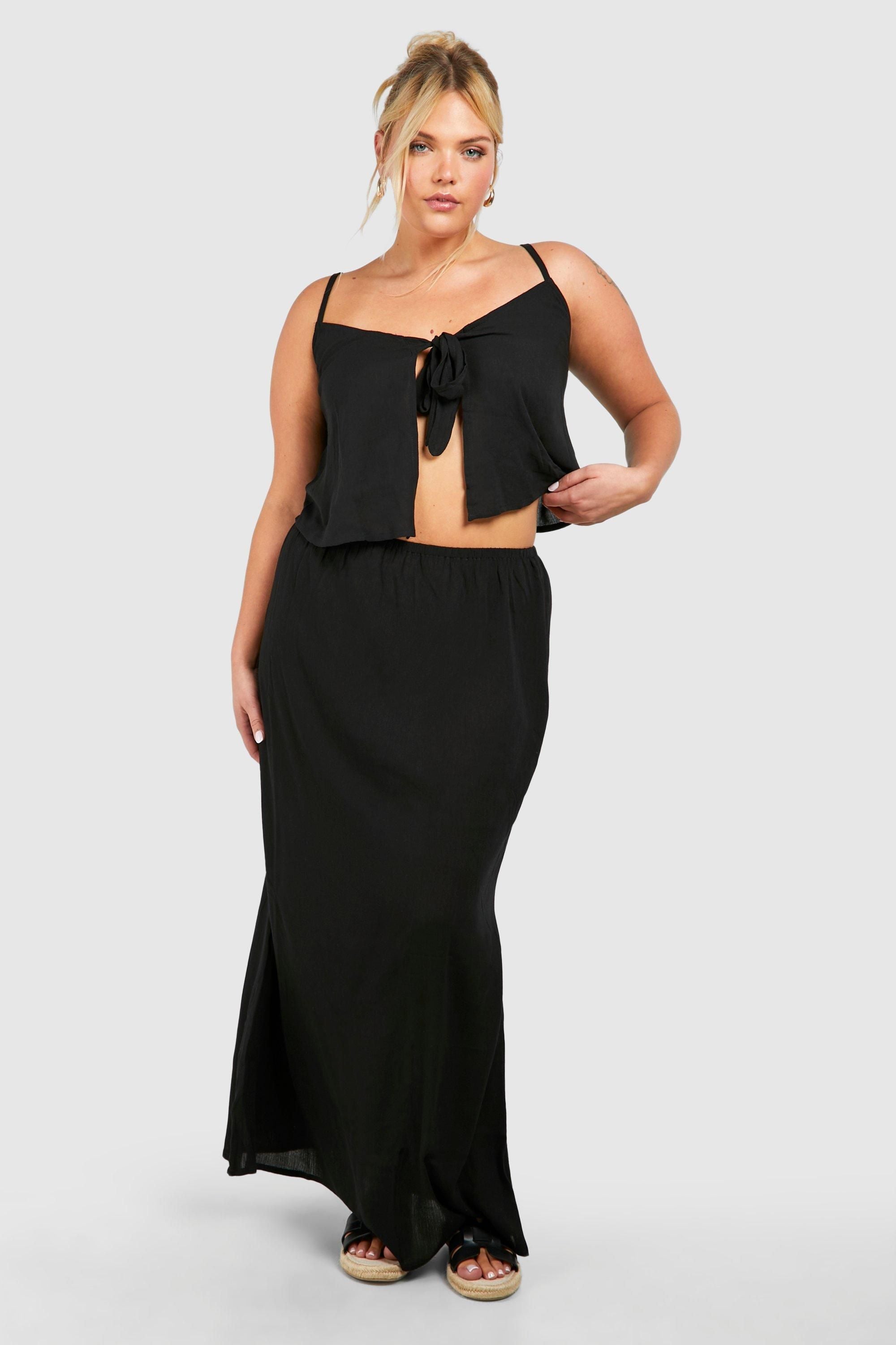 Plus Cheesecloth Tie Front Top