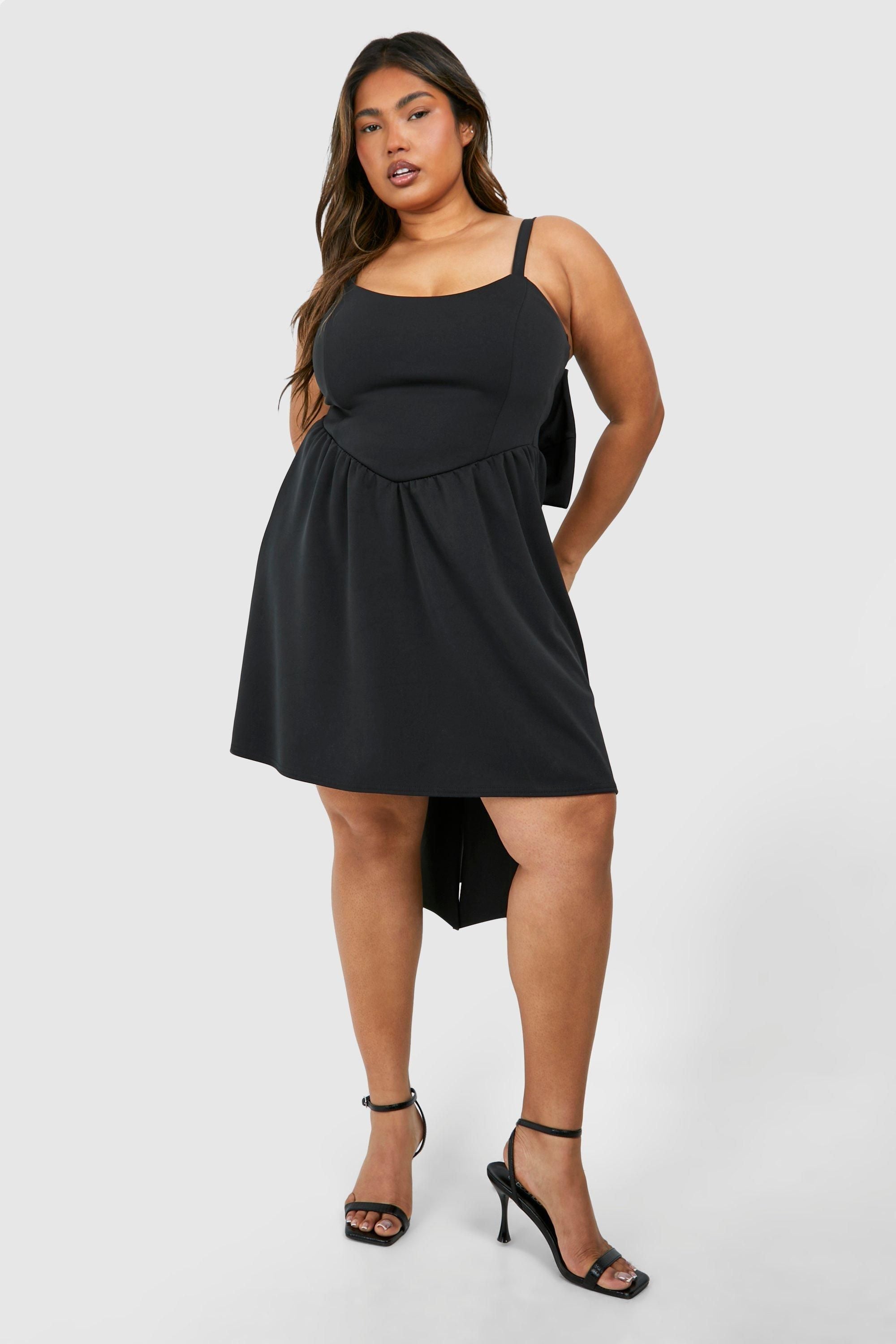 Plus Scuba Bow Detail Skater Dress